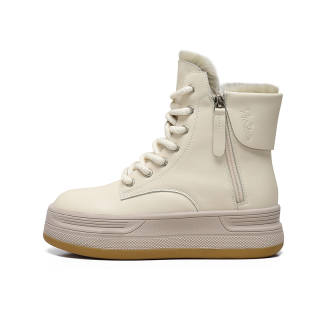 CHIYEANDE Cow Split Leather Thermal Height Increasing Platform Abrasion Resistant Comfortable Versatile Fleece Lined
