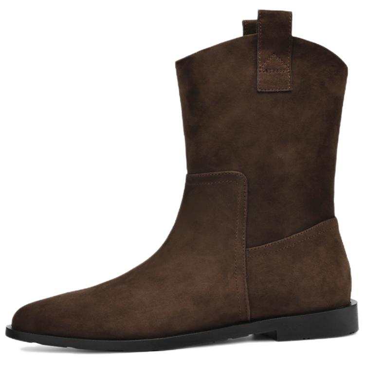 BOERDIQI Sheep Suede, Vintage Versatile Slimming Casual Fleece Lined Ankle Boots 2cm Women's