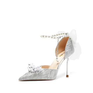 B+AB Slim Heel High Heels Women's Silver