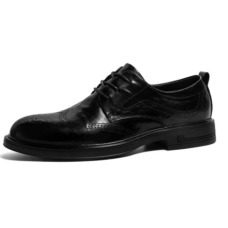 WEISHIBANGWEI Microfiber Leather Dress Shoes Men's Black