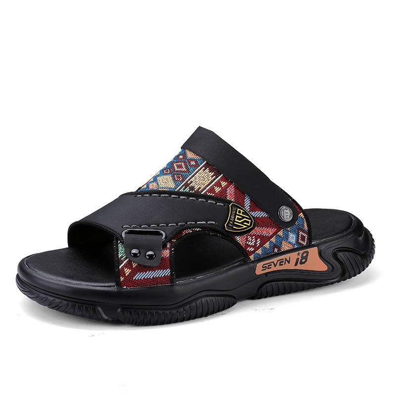 CAOZE Beach Sandals Men's Black, Khaki