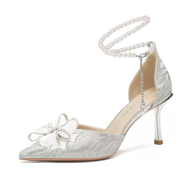 Ainer-cat Ainer cat Slim Heel High Heels 8cm Women's Silver