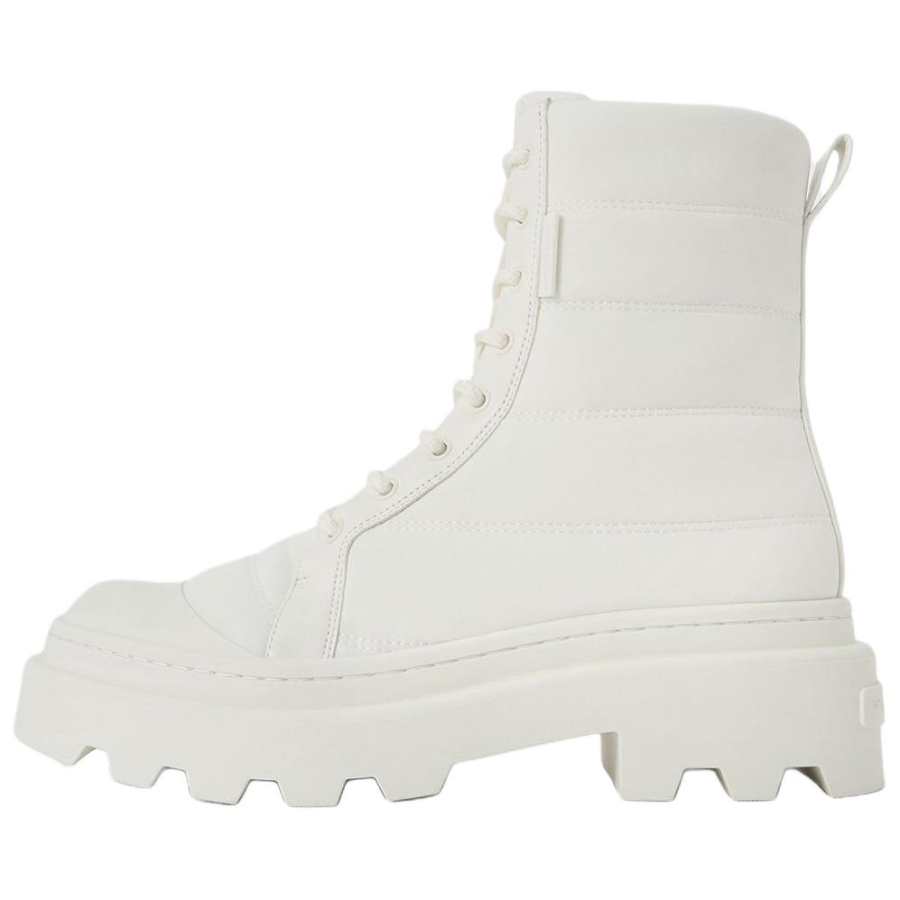 CHARLES&KEITH Artificial Leather Short Combat Boots Women's White