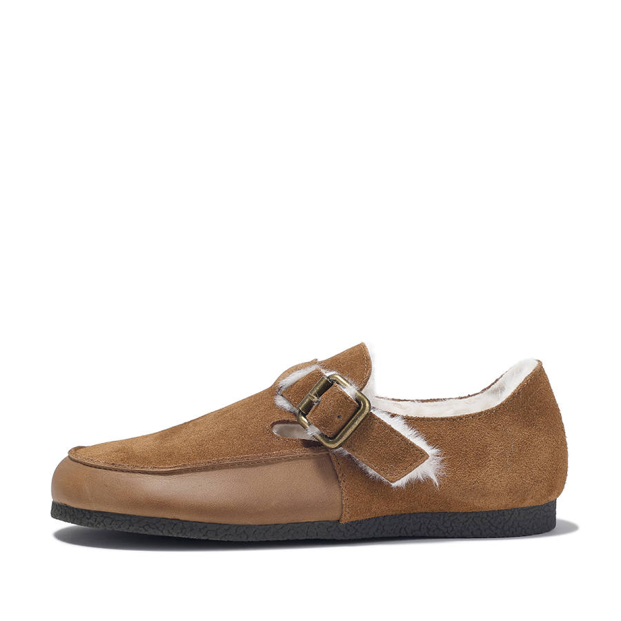 BELLALILY Cow Split Leather Fleece Lined Flat Casual Loafers Women's