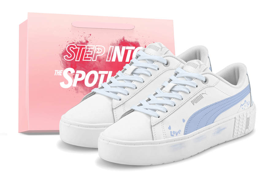 PUMA Smash Platform Low top Skateboard Shoes Women's White Blue