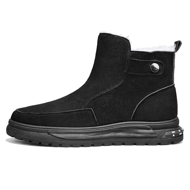 GONGNIUMEILI Suede Fleece Lined Thermal Outdoor Short Snow Boots Men's