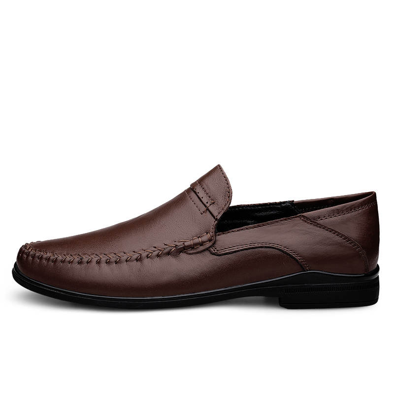 YINGLUNQISHI Top Grain Cow Leather Casual Shoes Men's Brown