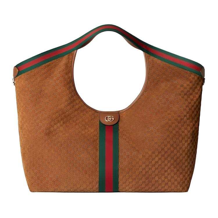 GUCCI Suede Handbag Large Women's Brown