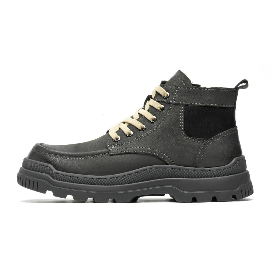 C°BANNER Cow Leather Short Combat Boots Men's Gray
