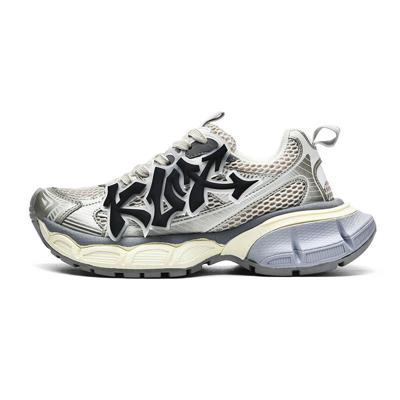 KUX Abrasion Resistant Slip Resistant Abrasion Resistant Slip Resistant Low top Chunky Sneakers Unisex Silver Black