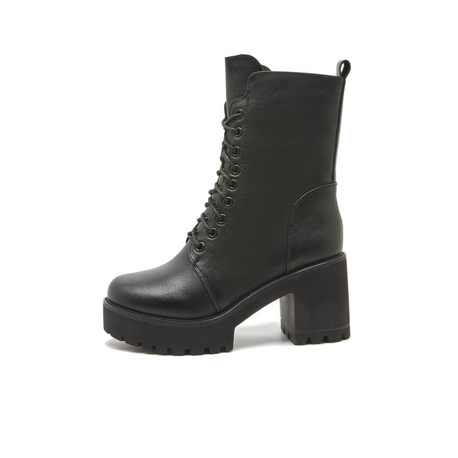 PIERCE GENTRY Top Grain Cow Leather Ankle Boots 8cm Women's