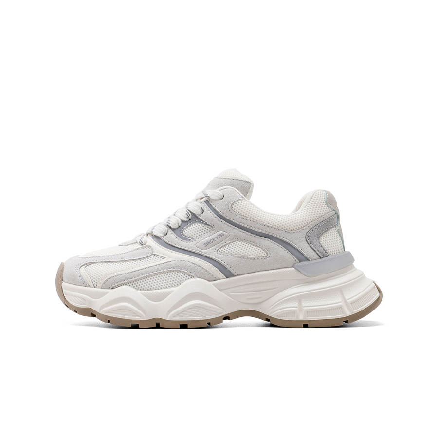C°BANNER Synthetic Leather Support Low top Chunky Sneakers Women's White Gray