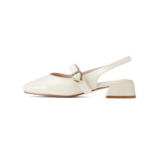 GOLDLION Cow Leather Chunky Heel High Heels Women's