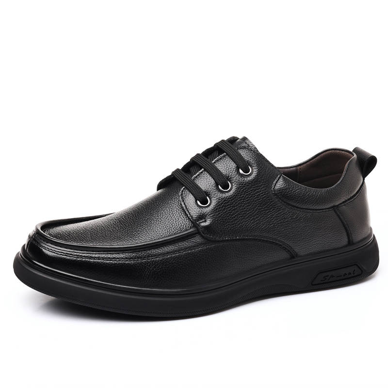 CKVUSAMG Top Grain Cow Leather Casual Shoes Men's Black