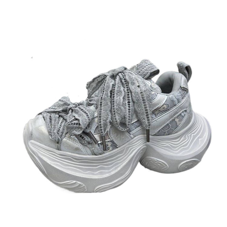 GULIA Leather Slip Resistant, Abrasion Resistant, Breathable, Impact Resistant Low top Chunky Sneakers Women's