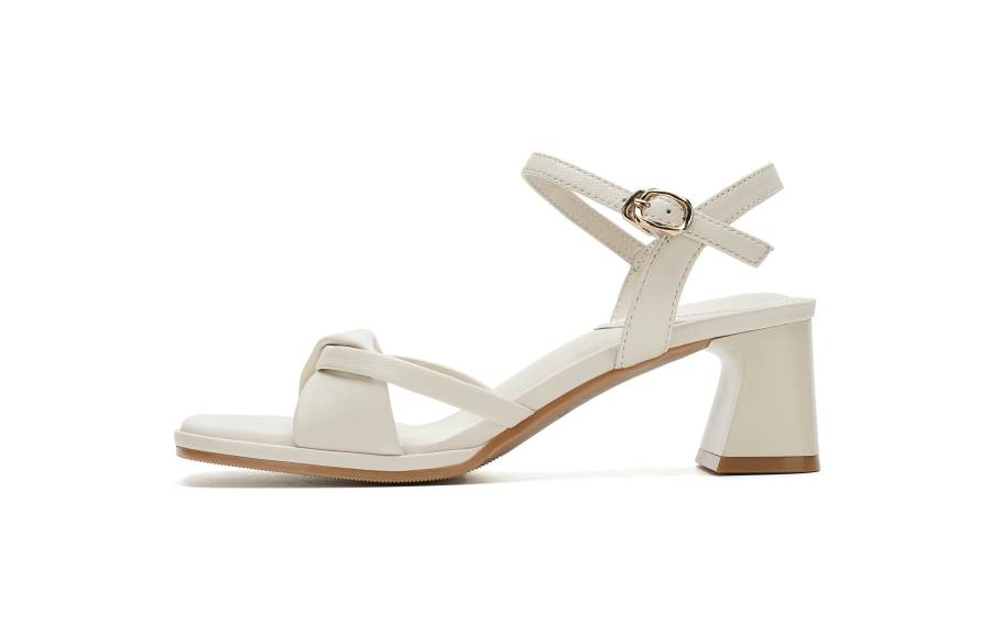 AOKANG Sheepskin One Strap Sandals Women's Beige