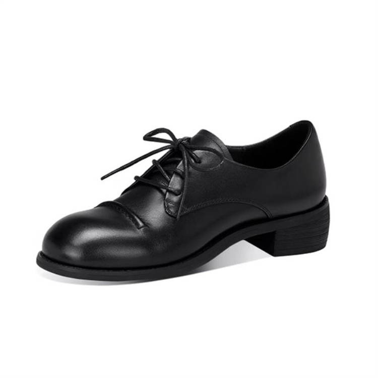JESSICA SOPHIA Cow Leather Sheepskin Casual Shoes 3cm Women's Black