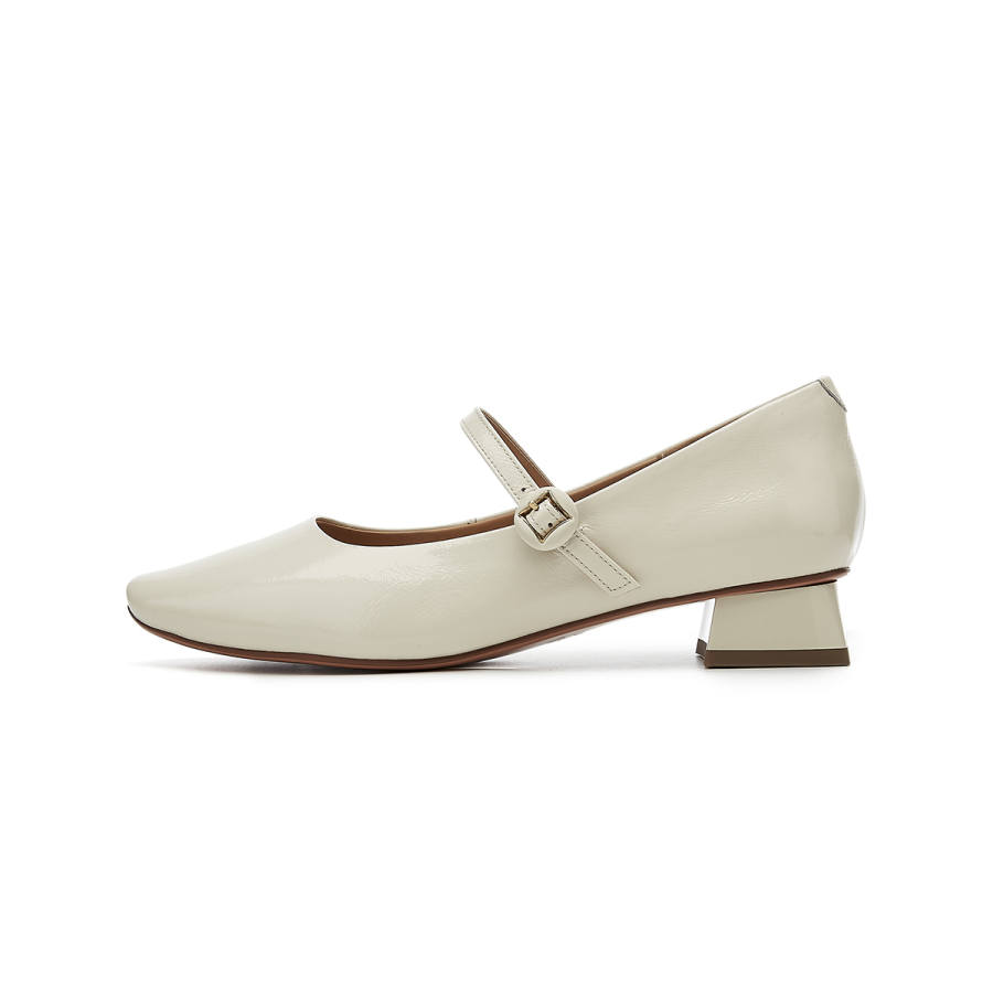 EBLAN Top Grain Cow Leather Chunky Heel Mary Jane Shoes Women's