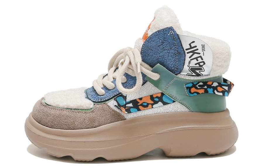 SHOUBA Leather Cushioning Abrasion Resistant Cushioning, Wear Resistant Low top Chunky Sneakers Women's