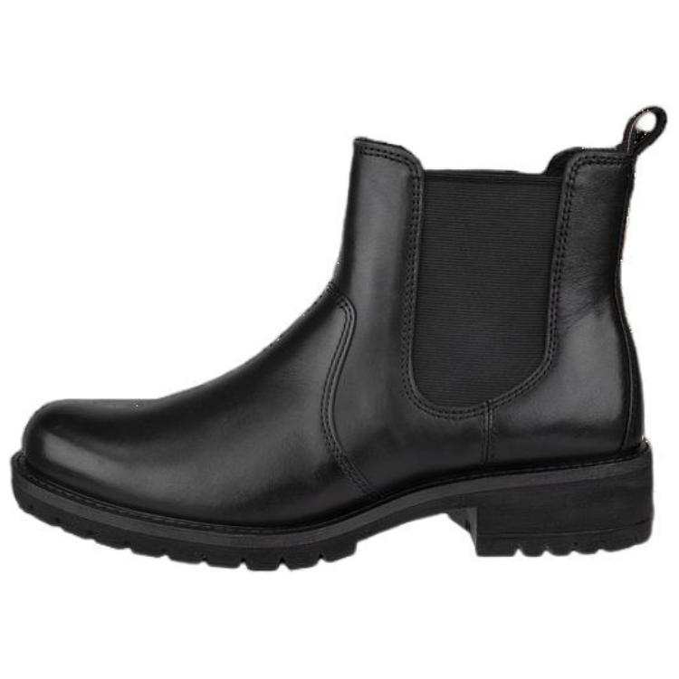 Ecco Leather Minimalist Fashion Short Chelsea Boots Women's Black