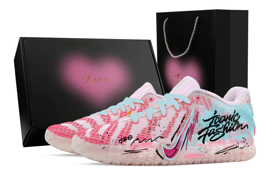 Nike Nike Ja Morant 3 Urban Chic Style Pink Wave, Heart Box Rebound Grip Low top Basketball Shoes Men's Blue Pink