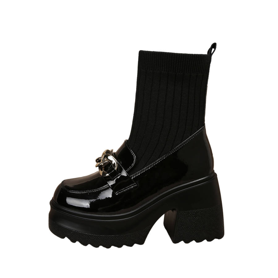 Forest Princess Textile, Synthetic Leather Ankle Boots Women's Black