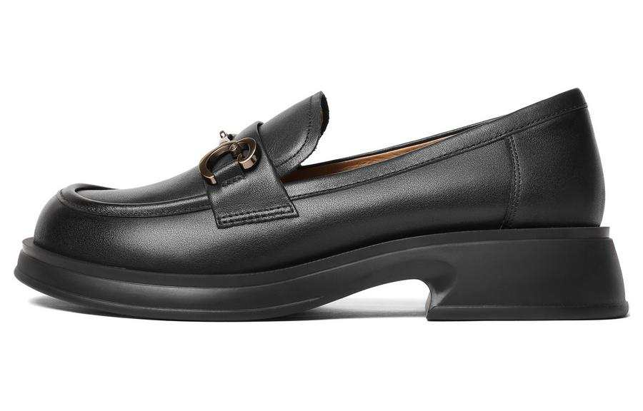 BELLE Cow Leather Loafers 3.5cm Women's Ecru Black