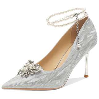 Ainer-cat Ainer cat Slim Heel High Heels Women's Silver