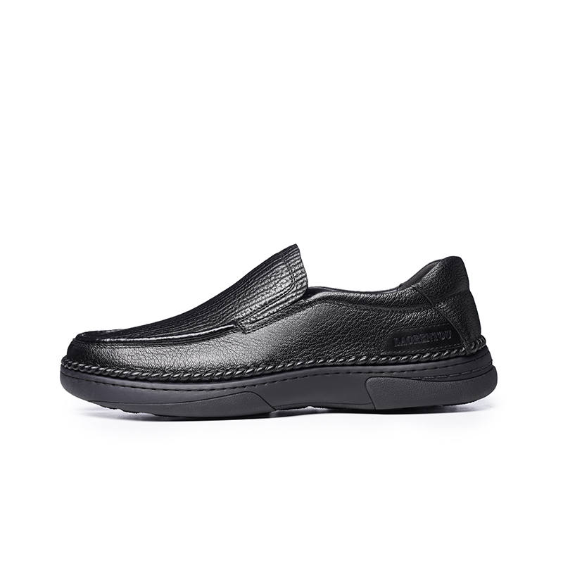 LAORENTOU Casual Leather Shoes Men's Low Top Black