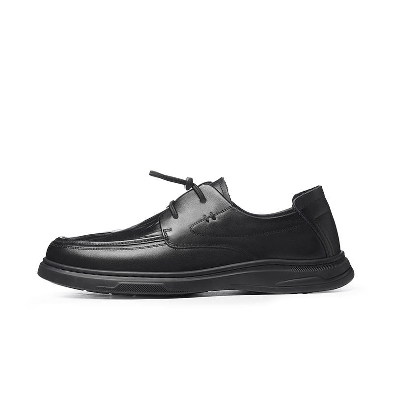 LAORENTOU Cow Leather Casual Shoes Men's Black
