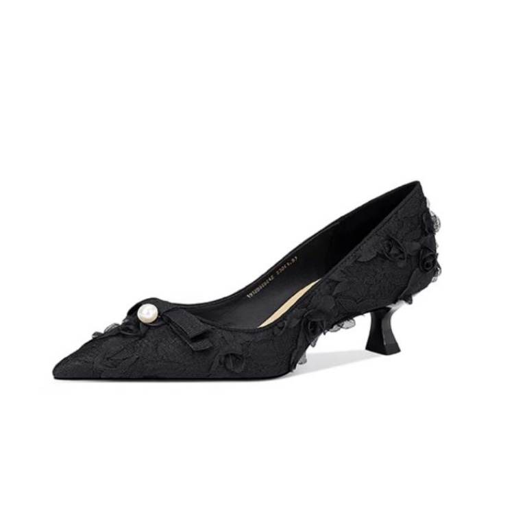 JESSICA SOPHIA Fabric High Heels 4cm Women's Black
