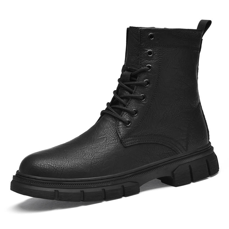GONGNIULEITING GONGNIULEITING Synthetic Leather Crew Combat Boots Men's