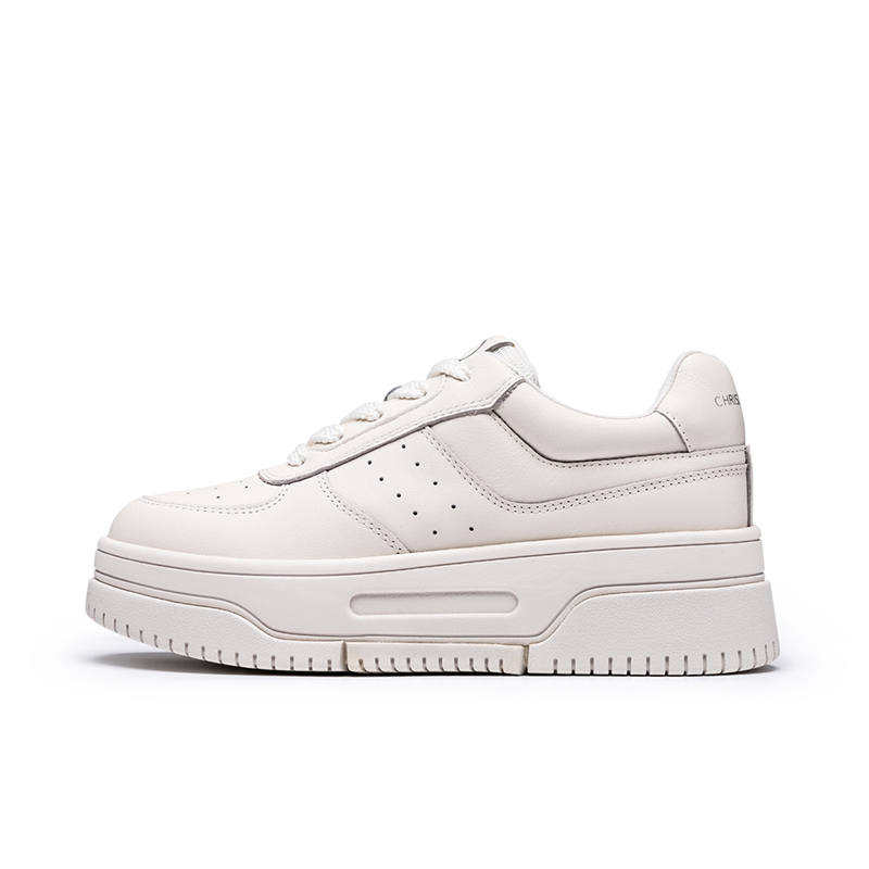 Chrisdien Deny Cow Leather Abrasion Resistant Height Increasing Low top Skateboard Shoes Women's