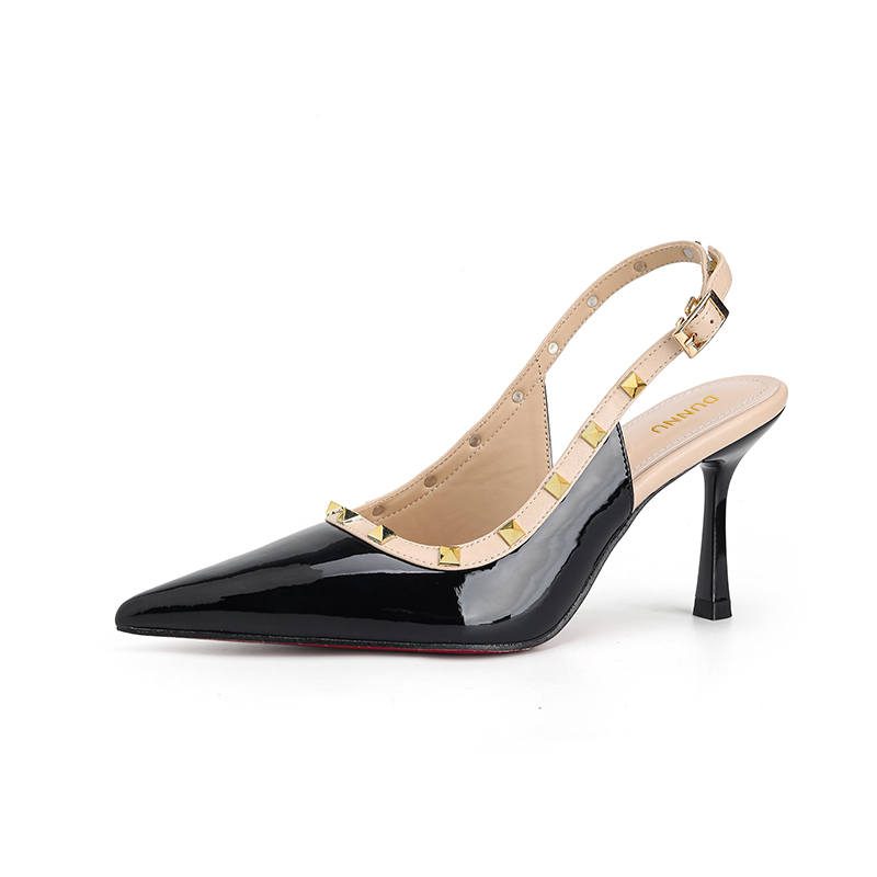 DUNNU Leather Slim Heel High Heels Women's
