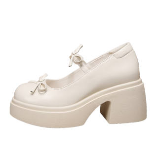 Forest Princess Synthetic Leather Mary Jane Shoes Women's Ecru