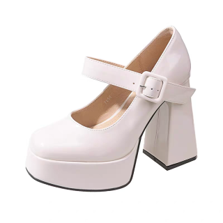 MXGM Microfiber Leather Chunky Heel Mary Jane Shoes Women's