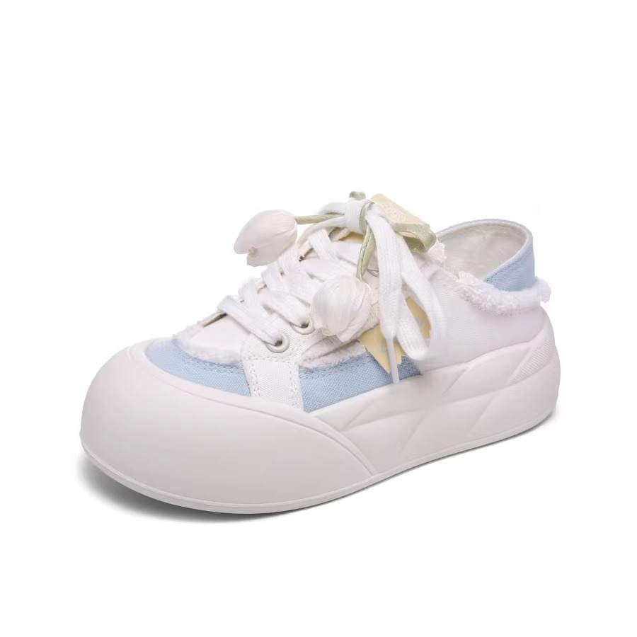 Alxnan Pu Height Increasing Breathable Height Increasing Breathable Low top Skateboard Shoes Women's Sky Blue