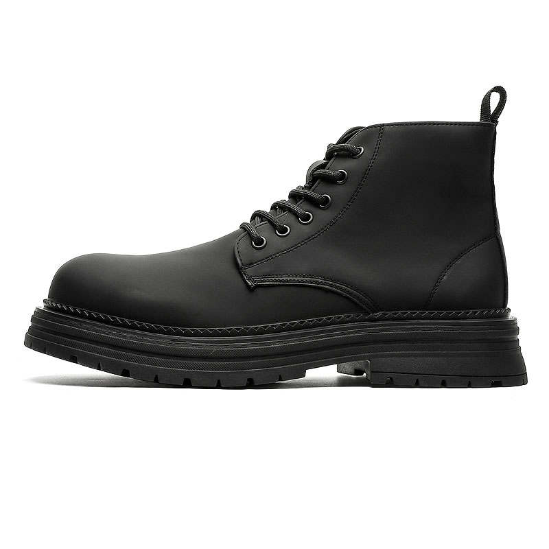 KAQIAODI Microfiber Leather Short Combat Boots Men's Black