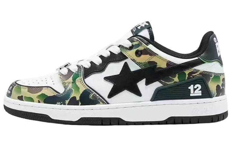 A BATHING APE SK8 China 12th Anniversary Limited Edition Leather Low top Stylish Skateboarding Shoes Women's Camouflage