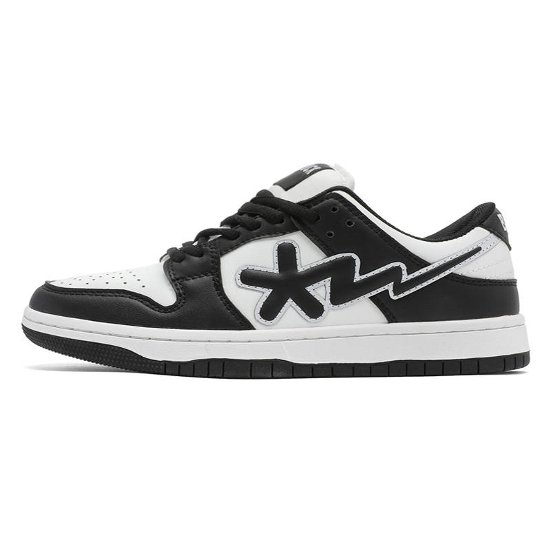 B.Duck Hook Storm Lightning Dunk Black White, Air Force 1, Vintage Classic Street Skateboard Trendy Shoes