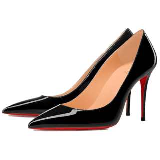 YING YING Patent Leather Slim Heel Pointed Toe High Heels Women's Black
