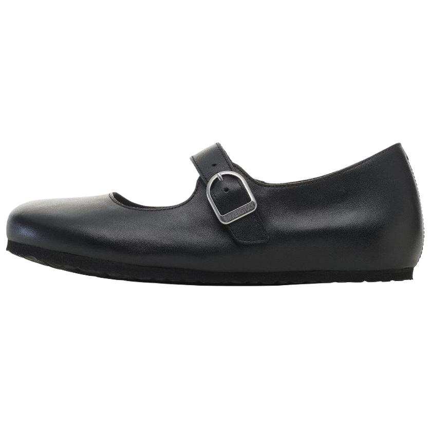 Birkenstock Santa Clarita Leather Flat Mary Jane Shoes Women's Black Narrow