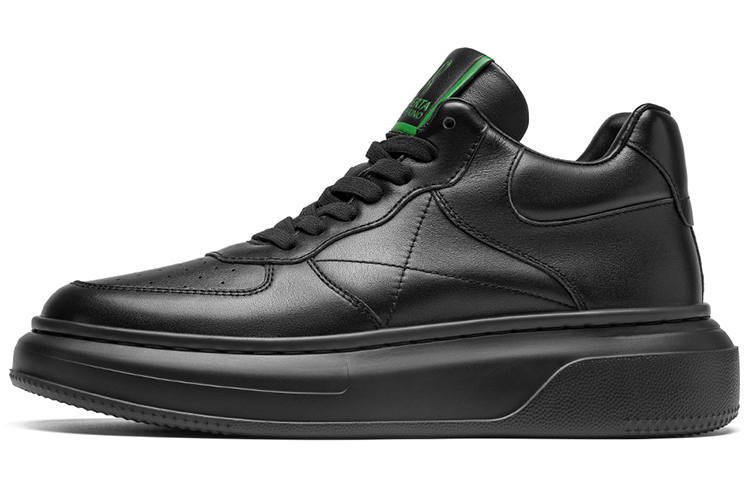 ROBERTA DI CAMERINO Cow Leather Fleece Lined Stylish Casual Platform Mid top Skateboard Shoes Men's Black