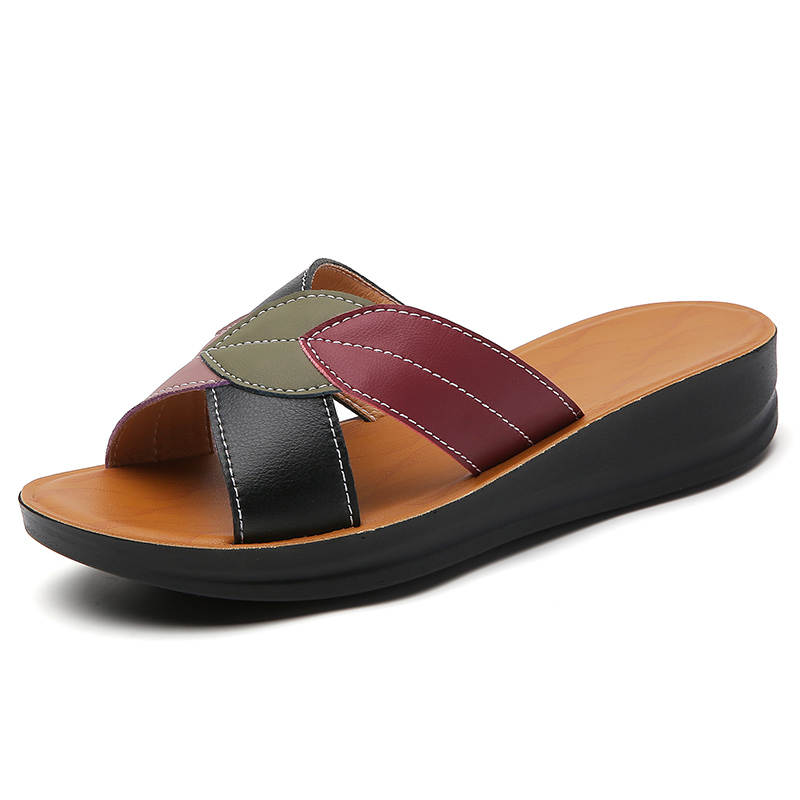 Reivantix Reivanti Synthetic Leather Slide Slippers 3.5cm Women's Black