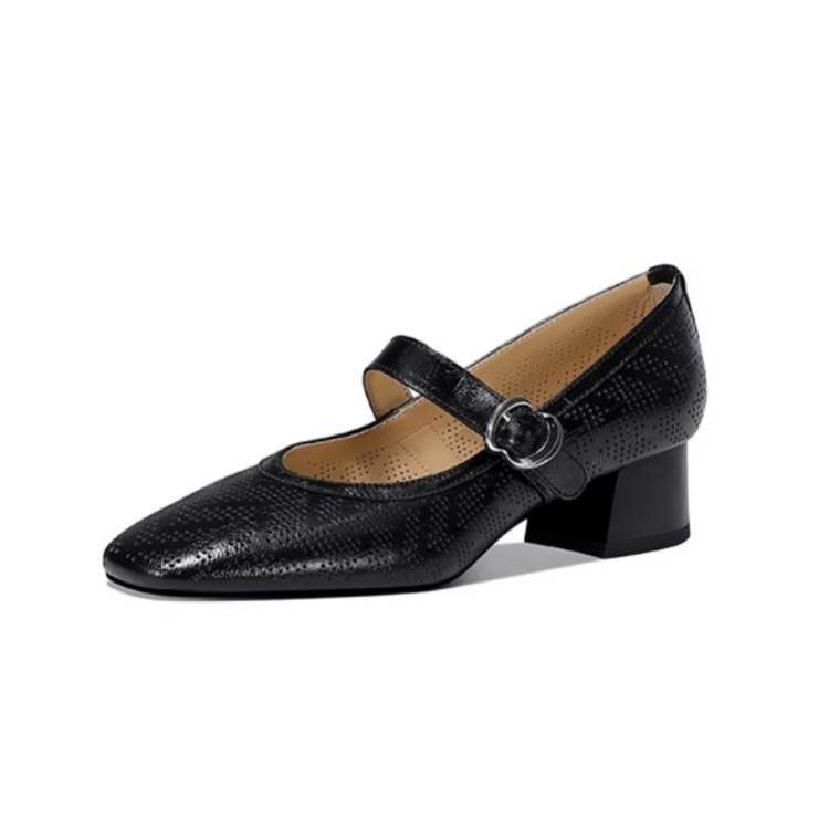 JESSICA SOPHIA Sheepskin Chunky Heel Mary Jane Shoes 5.5cm Women's