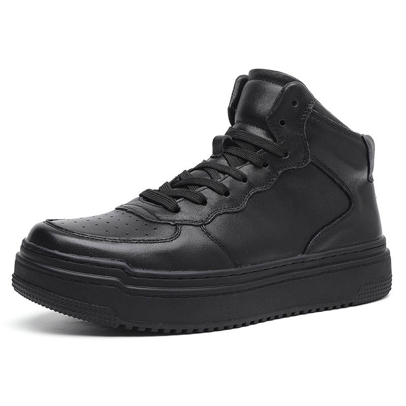 Xiwencha Top Grain Cow Leather Mid top Skateboard Shoes Men's