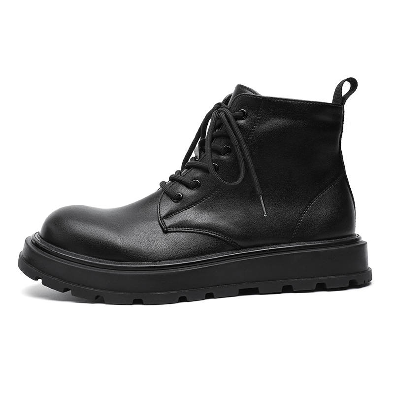 PINYI PINYI Microfiber Leather Short Combat Boots Men's Black