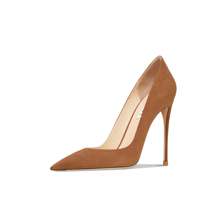 Suyymakk Suede Slim Heel High Heels Women's Brown