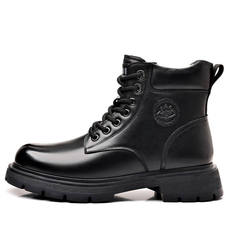 SHUPATE Top Grain Cow Leather Short Combat Boots Men's Black