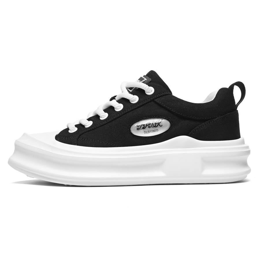 OSHRT OSHRT Slip Resistant Lightweight Height Increasing Low top Canvas Shoes Men's Black White